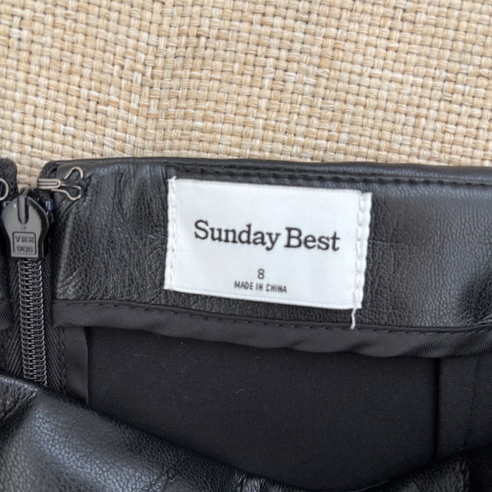Sunday Best Black Faux Leather Mini Skirt with Side Slit - Picture 5 of 10